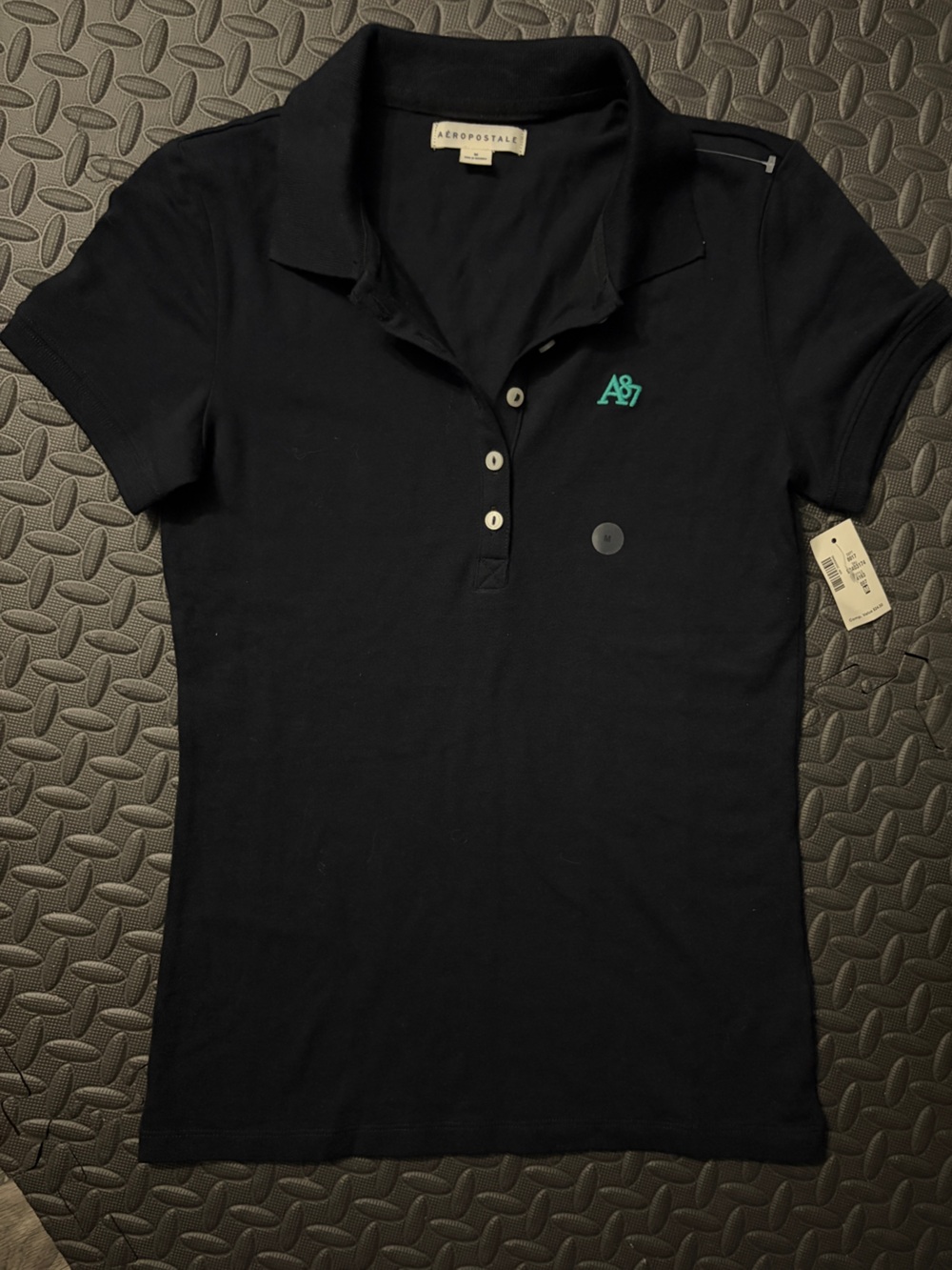 Aeropostale Black Polo Shirt with Teal Logo woman’s